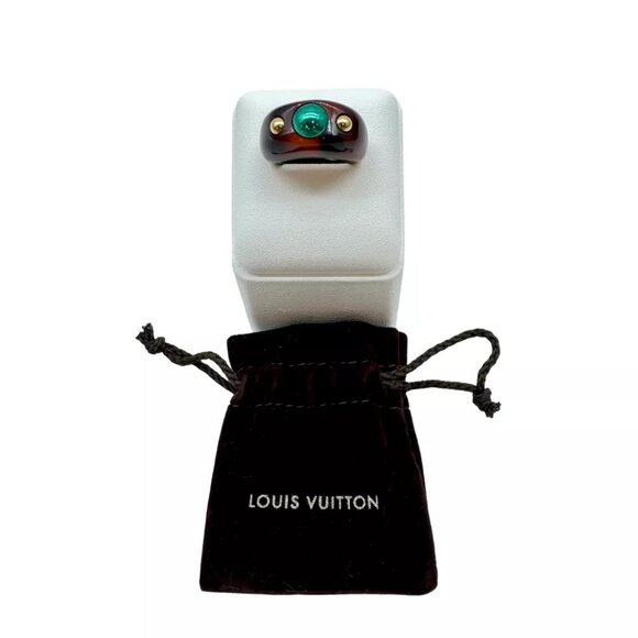 LOUIS VUITTON Burg Circus Ring Size M Dark Brown Resin - Picture 1 of 11